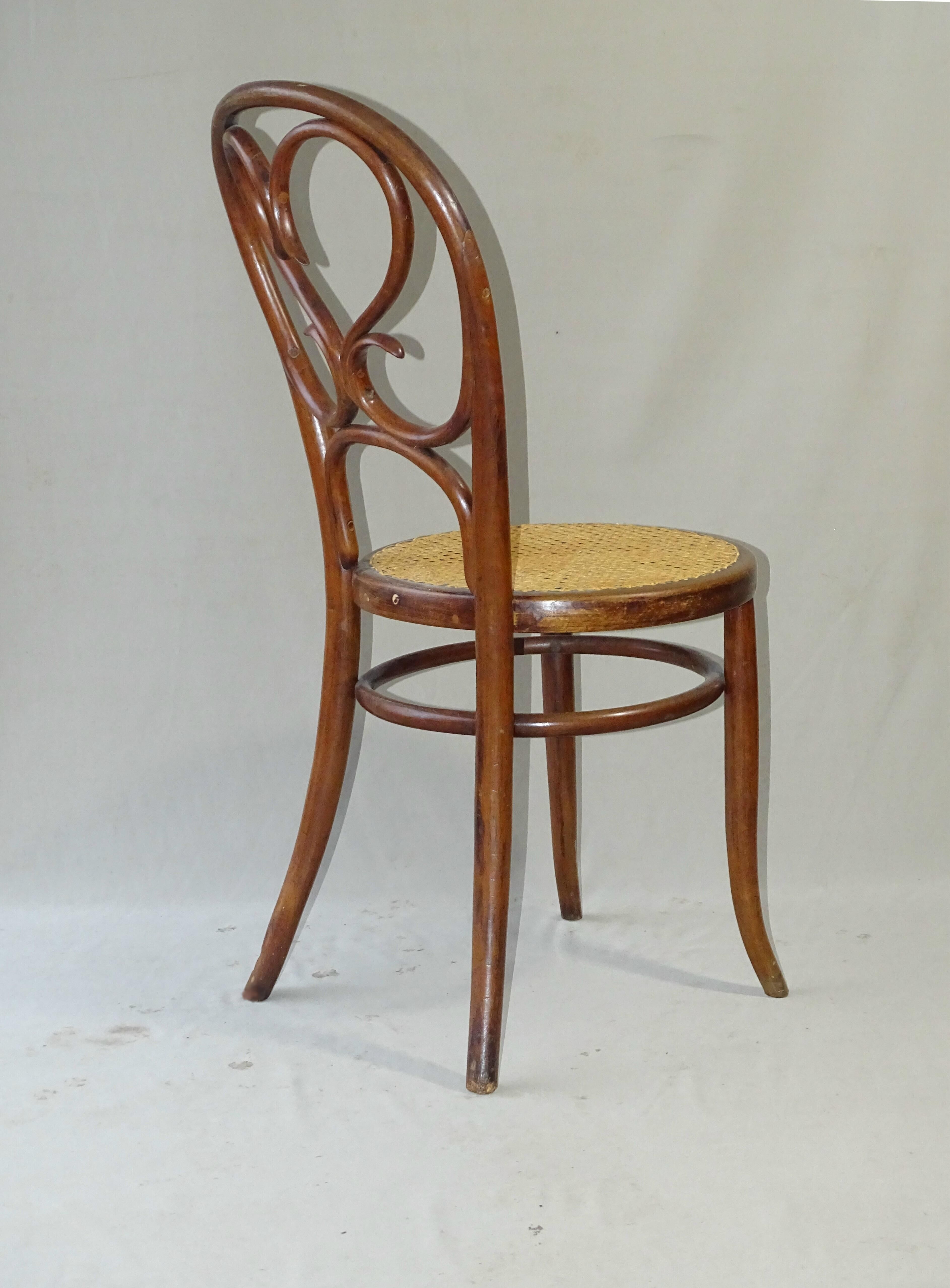 Fischel bistro chair Art Nouveau 1880 canne, wood-curved