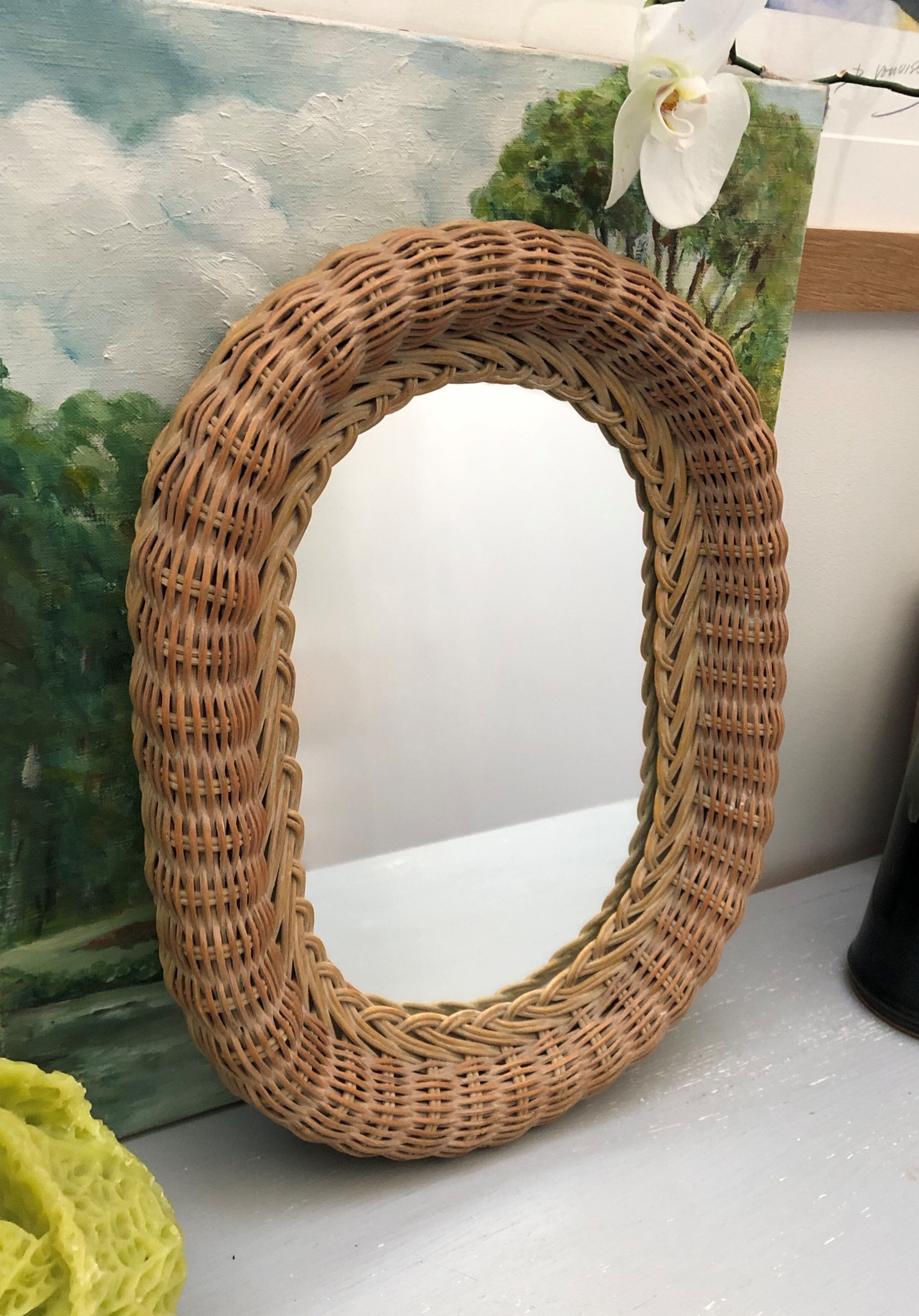Oval rattan mirror vintage year 60 year 70