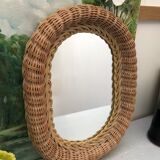 Oval rattan mirror vintage year 60 year 70