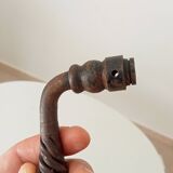 Twisted door handle in solid wrought iron, antique.