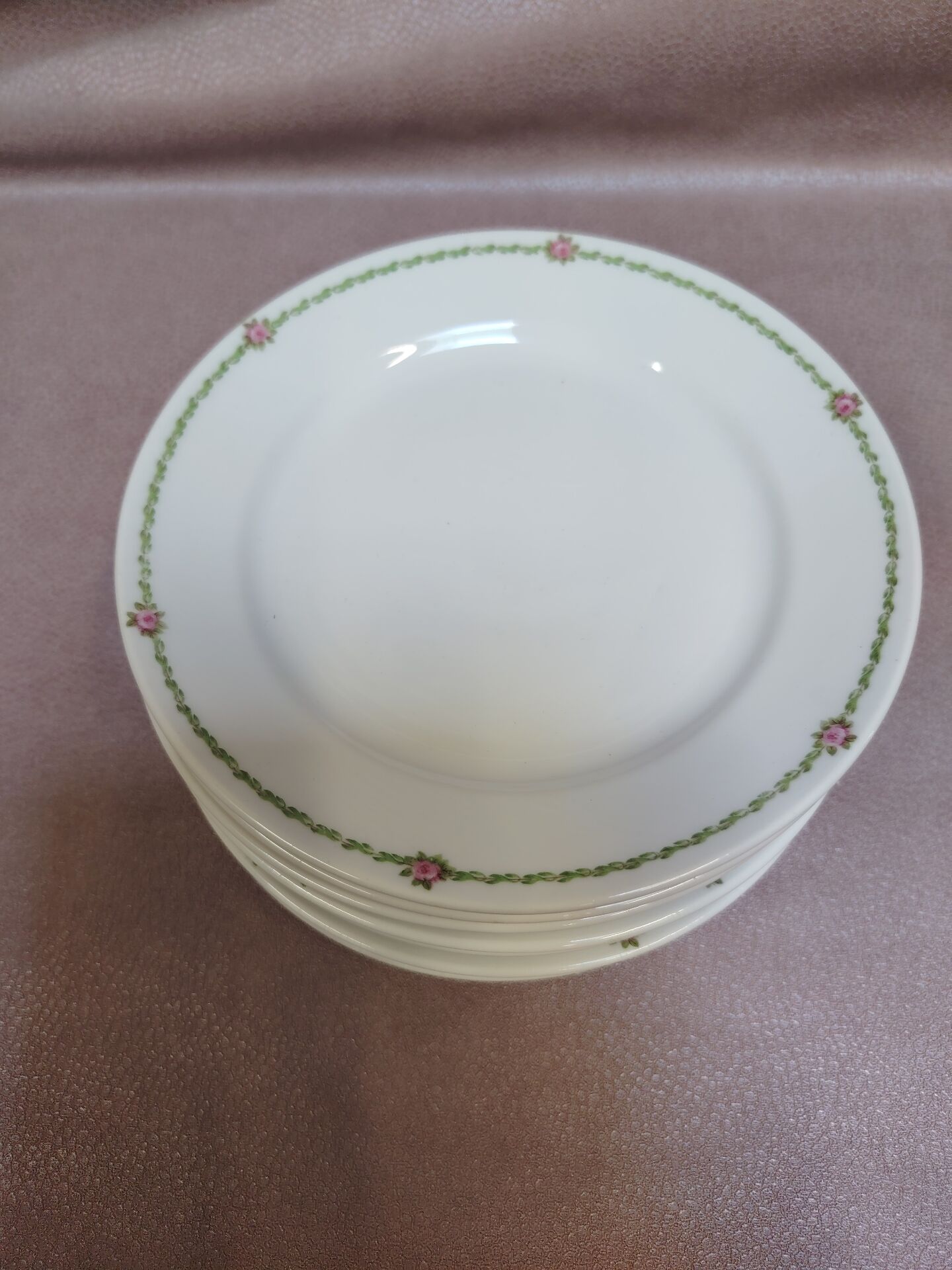 Set of 8 floral decorated porcelain dessert plates GDA Limoges