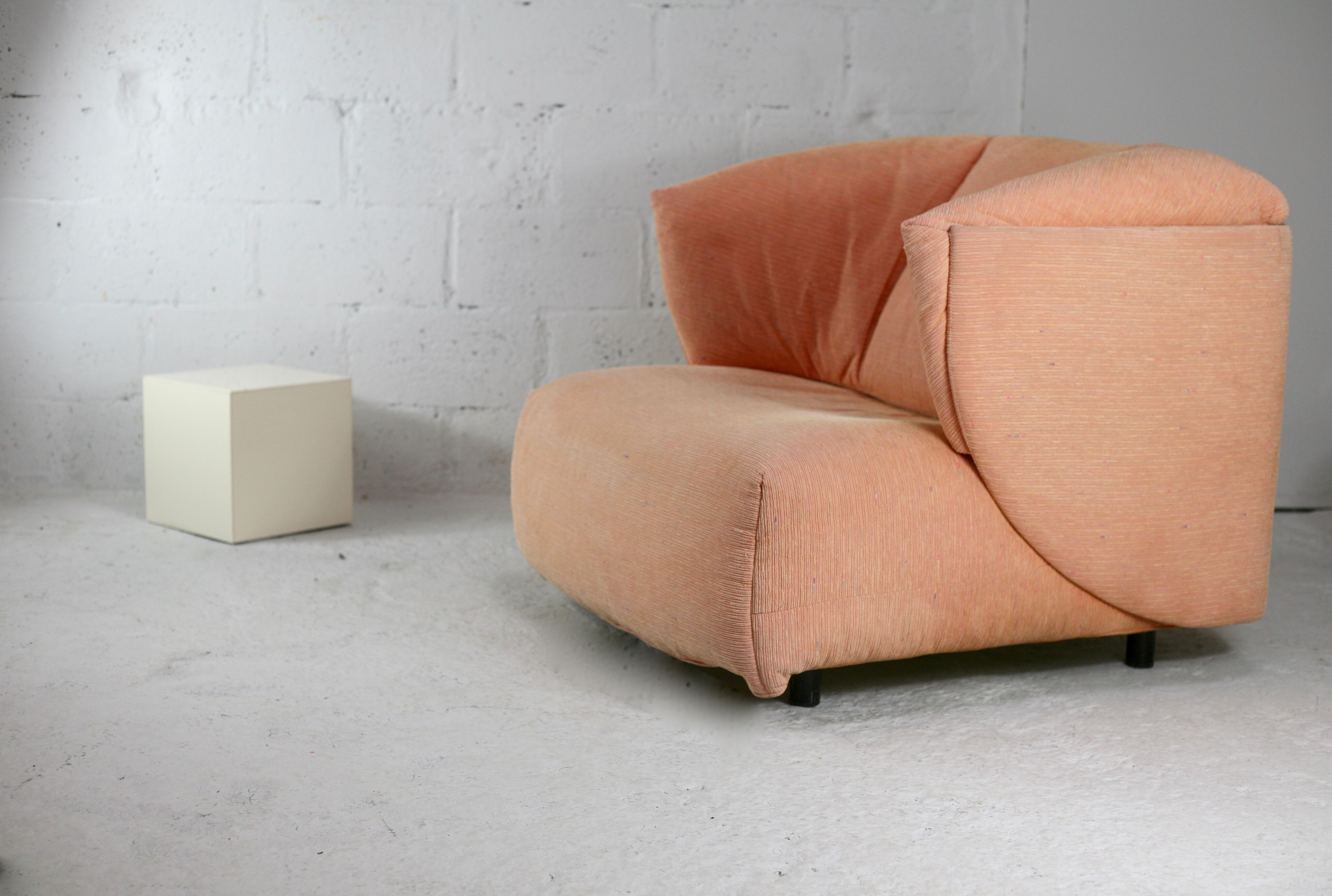 Armchair Ligne Roset, pastel orange color, France, circa 1990