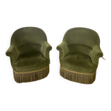 Pair of green toad armchairs