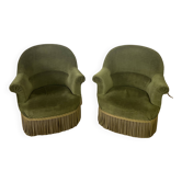 Paire de fauteuils crapaud vert