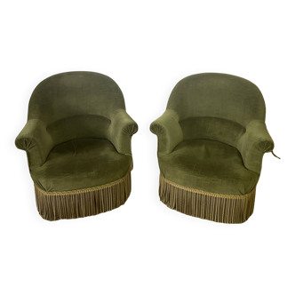 Pair of green toad armchairs