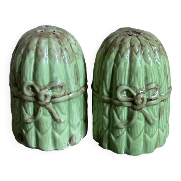 Duo salière et poivrière en barbotine