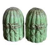 Duo salière et poivrière en barbotine