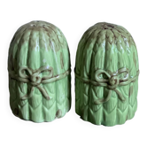 Duo salière et poivrière en barbotine