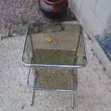 Side table chrome and smoked glass