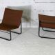 Paire de chauffeuses Kebe Danemark circa 1975 acier et toile "chocolat"