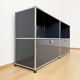 USM Haller sideboard, medium grey RAL 7004, 4 compartments with 2 flaps, Switzerland, 2000s