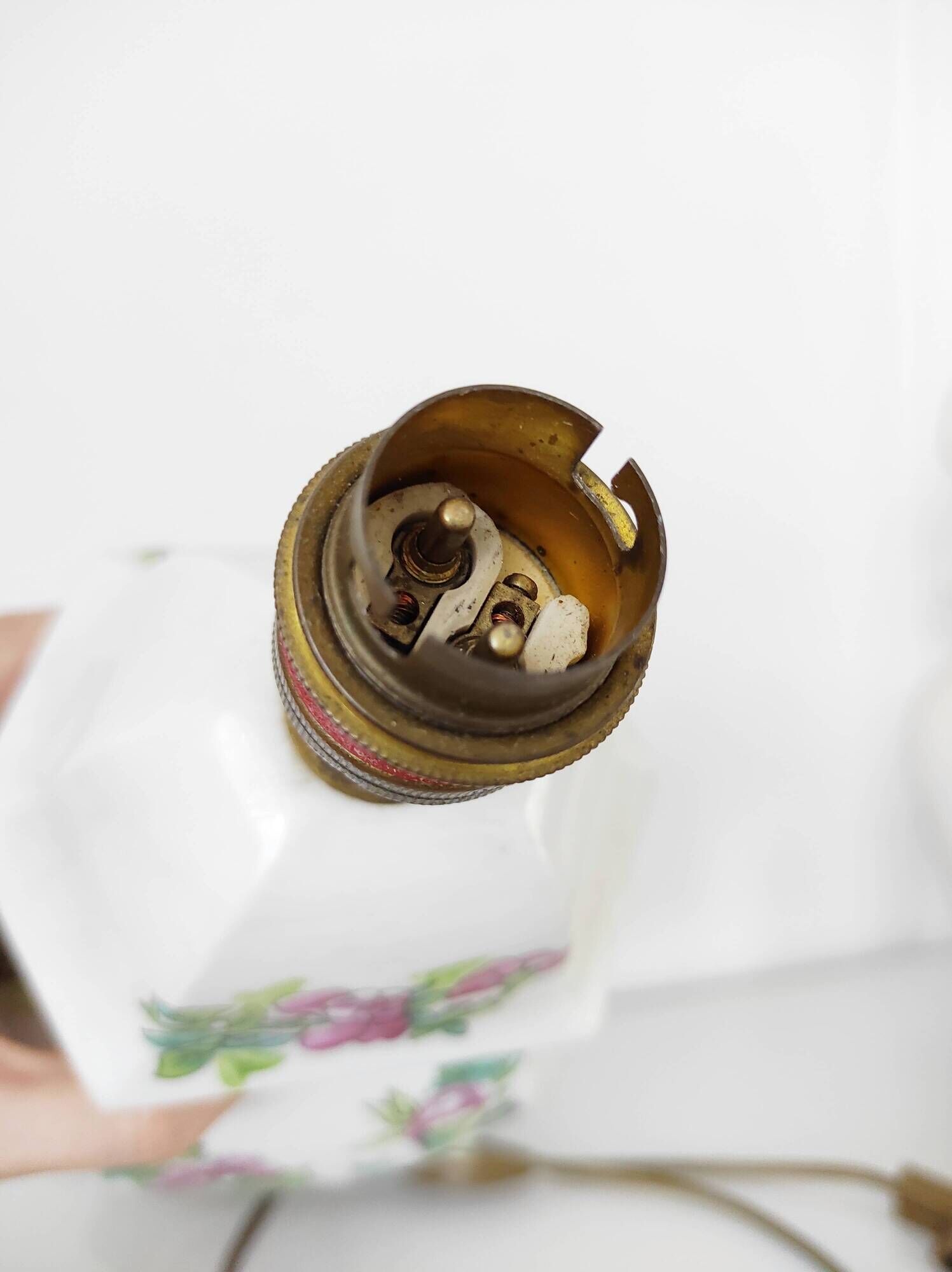 Asian floral porcelain lamp base