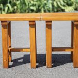 Pair of vintage stools, brutalist pine stools, side stools