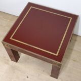 Vintage Jean-Claude Mahey coffee table in lacquered wood and brass, 1970