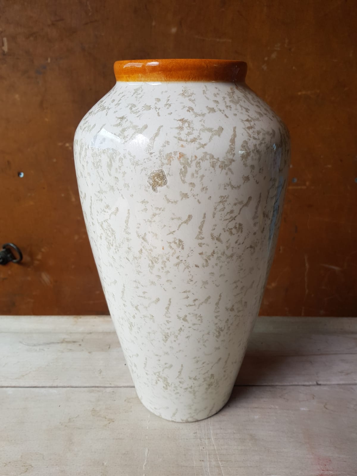 Ancien vase céramique décor de fleurs années 70 vintage