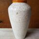 Ancien vase céramique décor de fleurs années 70 vintage