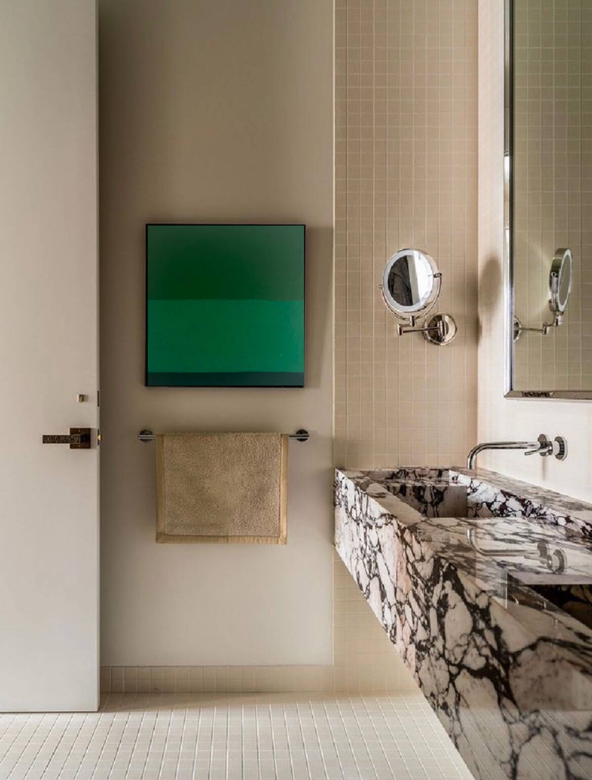 Peinture sur châssis "timeless green" pièce unique signée Bodasca