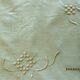Old tablecloth and its 10 monogrammed GC towels and olive green embroidered - 225x165cm - Métis