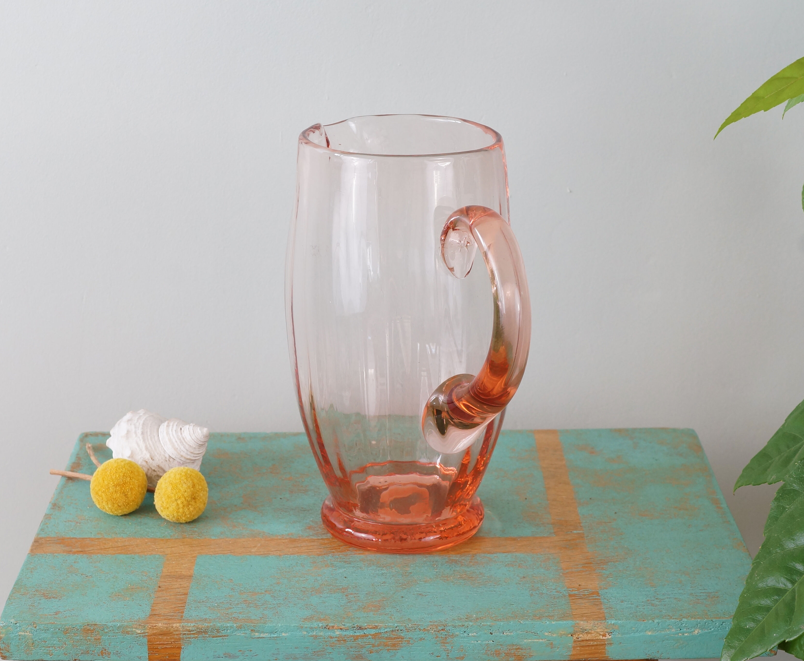 Pink blown glass decanter 50s