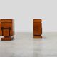 Set of Two Geometric Art Deco Wooden Nightstands, Italy 1920s