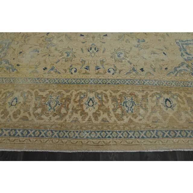 1970s Vintage Persian Handmade Wool Cotton Orange Area Rug 293x382