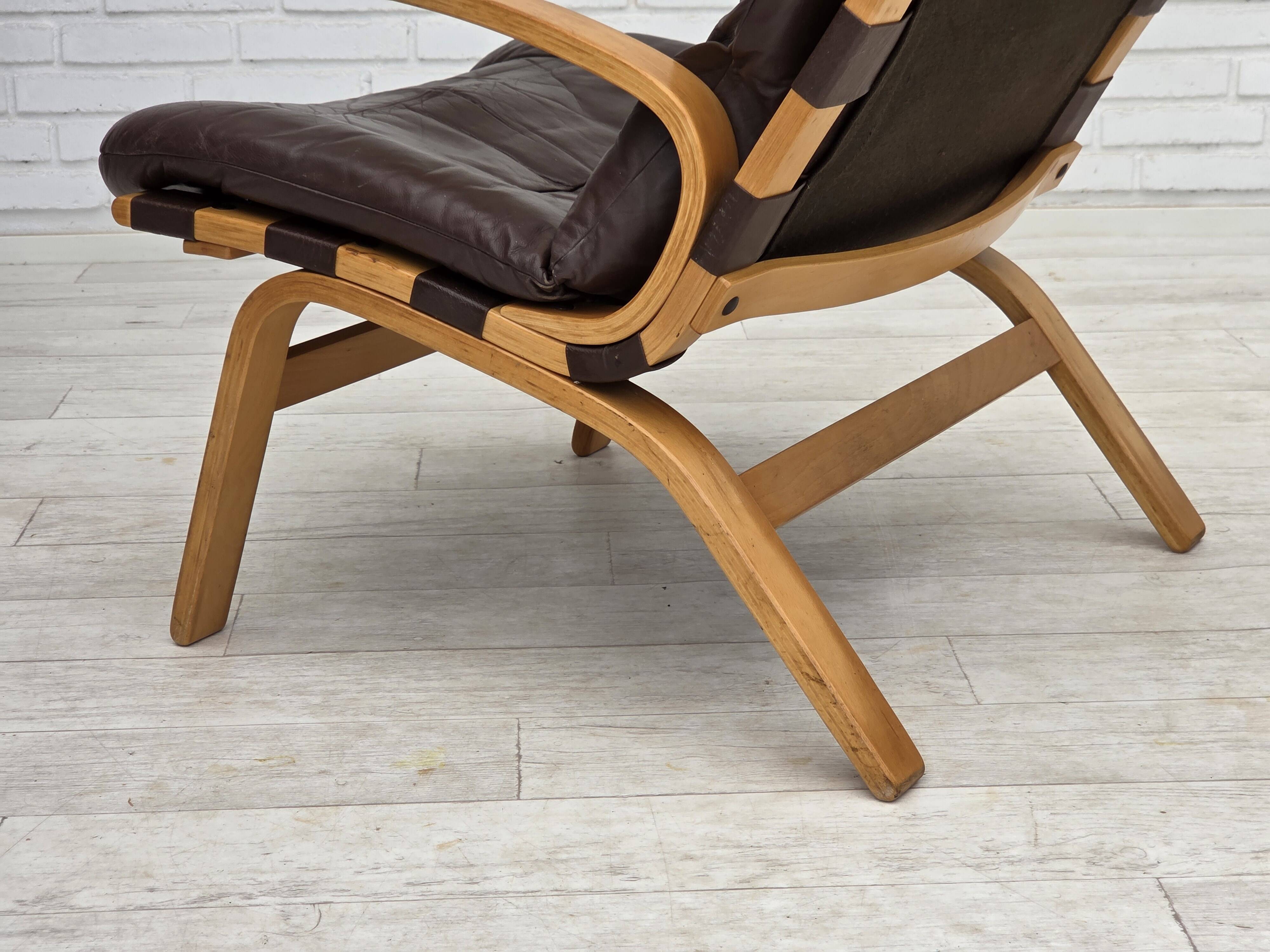 1970s, Danish design by Farstrup, set of 2 armchairs, furniture leather.