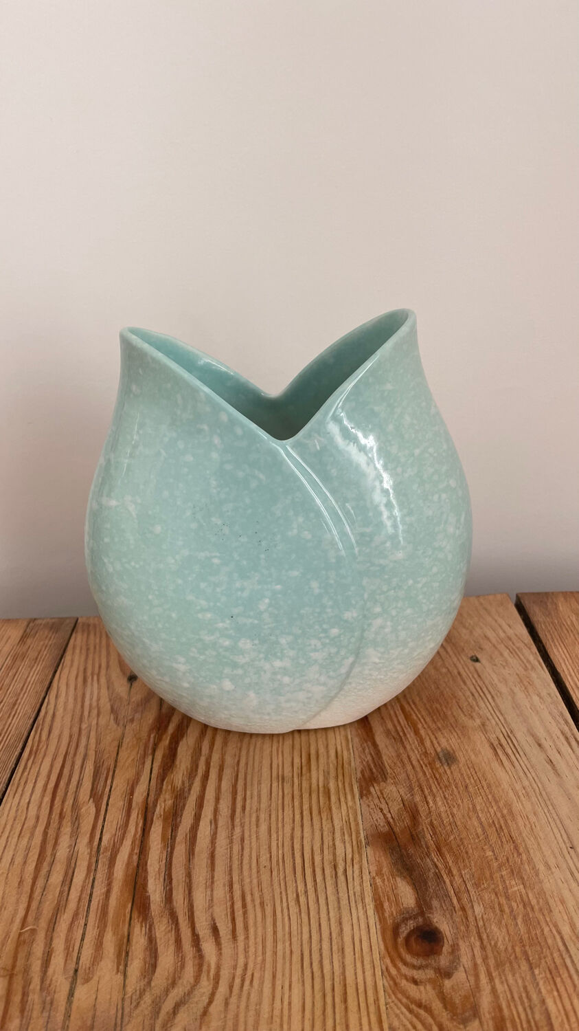 Sky blue ceramic vase