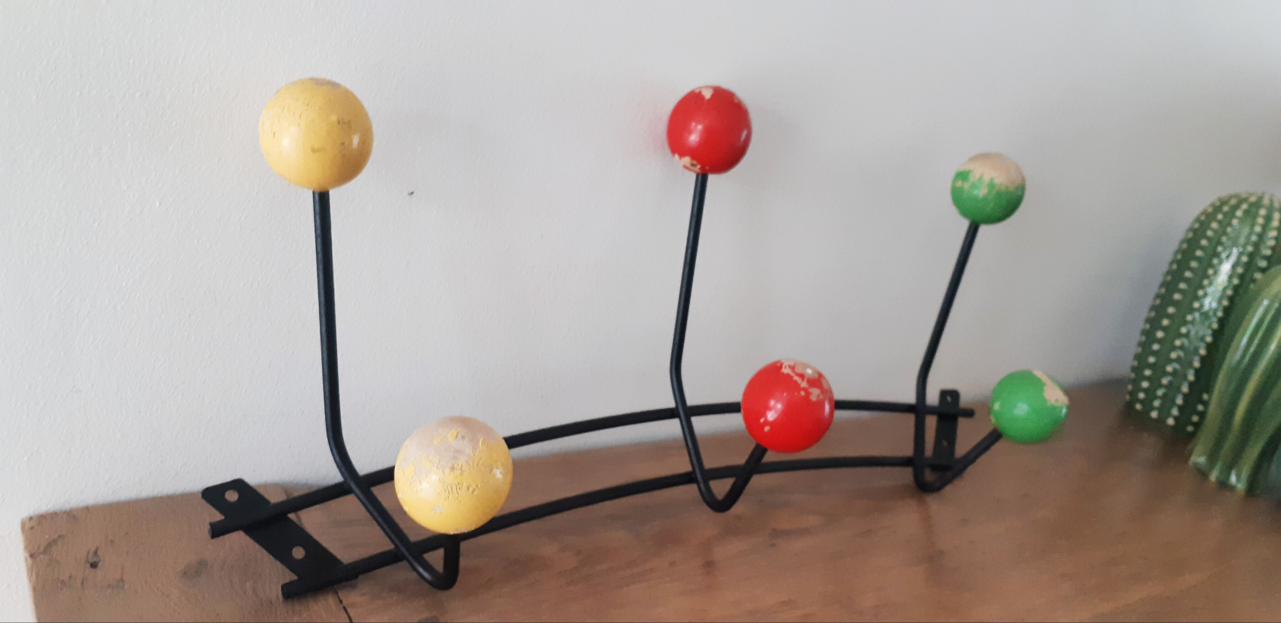 Coat rack, wooden ball hooks