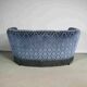 Art deco blue velvet banana sofa, denmark 1950s