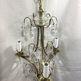 Chandelier 3 lights bronze and crystal
