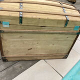 Exceptional curved leather/brass box with beautiful restored clasps.