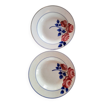 Lot 2 Art Deco plates ▪︎ Hippolyte Boulenger ▪︎ Red Rose