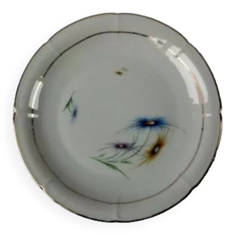 Plat ancien porcelaine de limoges Vierzon dorure vintage fleurs service de table