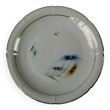 Old dish porcelain of limoges Vierzon gilding vintage flowers table service