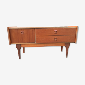 Scandinavian teak chest of drawers with 2 drawers and 1 flap