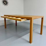 Post-modern striped wood table with drawers, design 80.