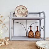 Etagère rotin ancienne grise