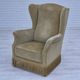 1970s, Danish design, wingback armchair, original condition, furniture velour, beech wood legs.