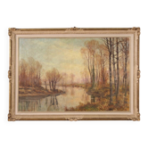 Peinture de paysage signée A. Corradi du 20e siècle