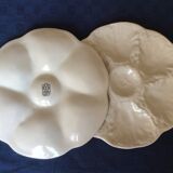 Set of 2 French vintage plates in gien white dabbling
