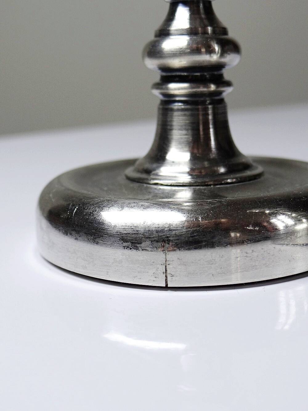 Pair of small antique silver-plated candlesticks, Georgian style.