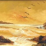 Tableau couché de soleil marin