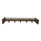 Wall-mounted coat rack with 5 wood and iron hooks