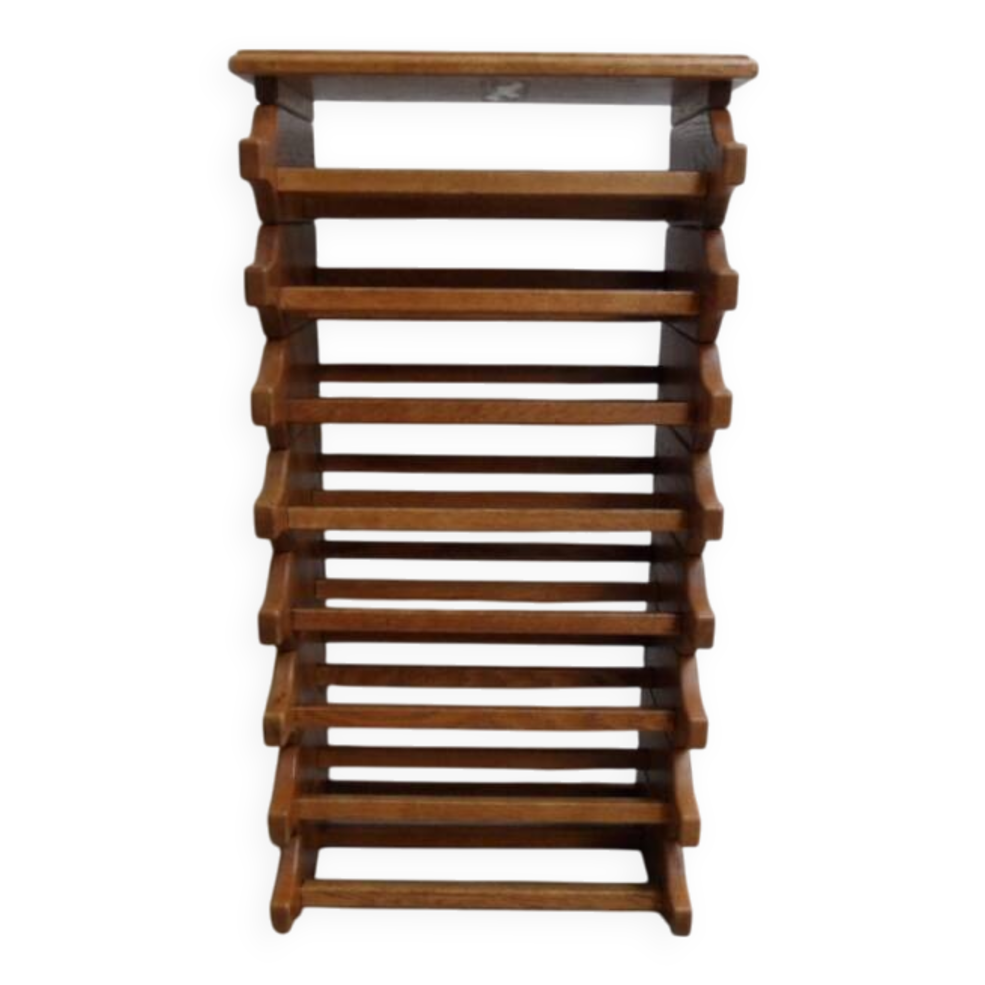 Brutalist oak stackable wine rack 1960's