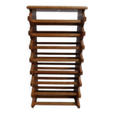 Brutalist oak stackable wine rack 1960's