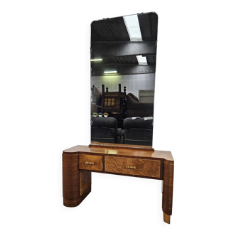 Art Decò consolle in thuja briar with mirror and drawers