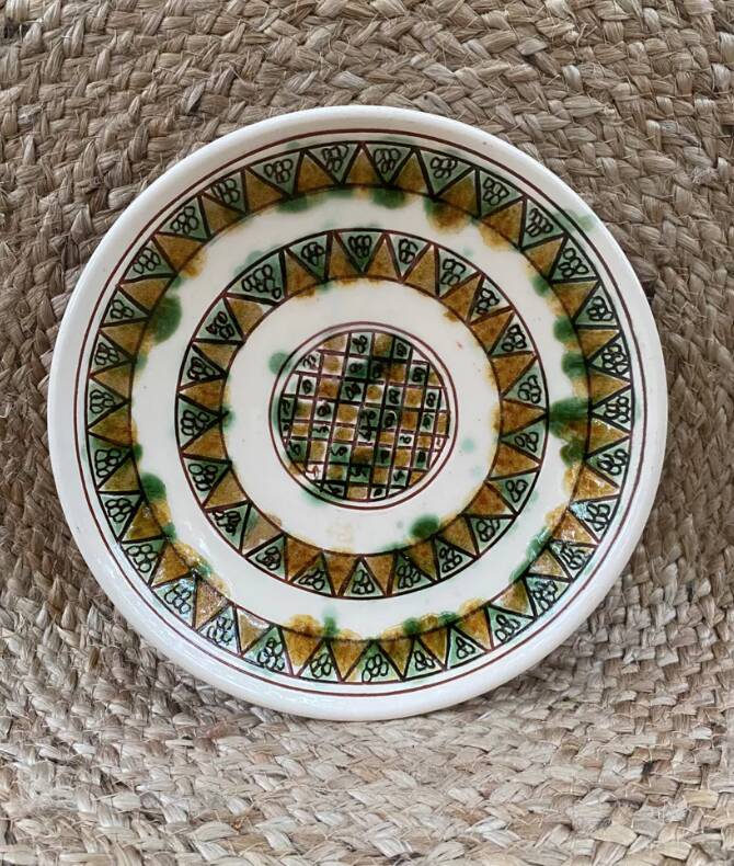 Plate with scarified decoration, signed CHS, Cyprus