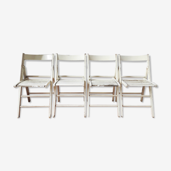 Set of 4 vintage folding chairs with wabi sabi patina