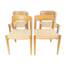 Lot de 4 chaises modèle 75, en chêne et corde par N.O. Møller des années 1960