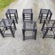 6 tabourets bois assise tressée de Cuir Nina Kaufmann